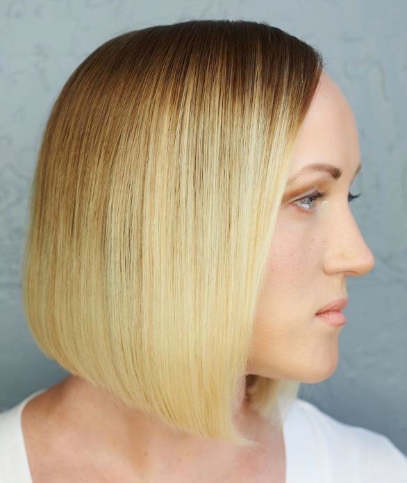 Honey Blonde Blunt Bob