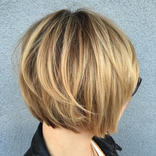 Honey Blonde Layered Bob