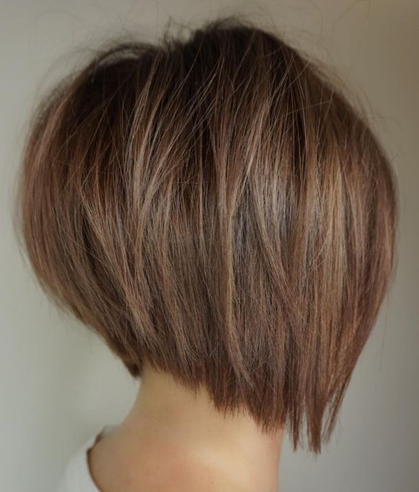 Inverted Brown Bob for Fine Hair