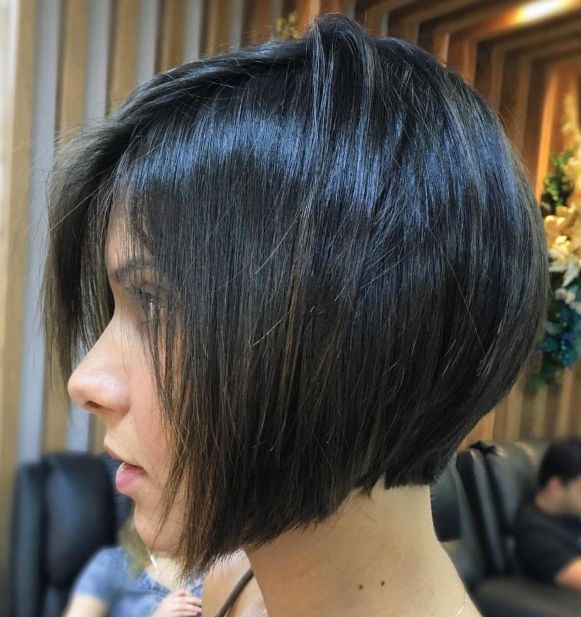 Layered Angled Chin-Length Bob