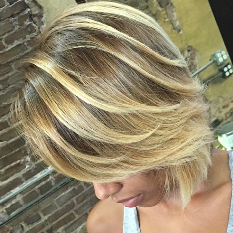 Layered Blonde Balayage Bob