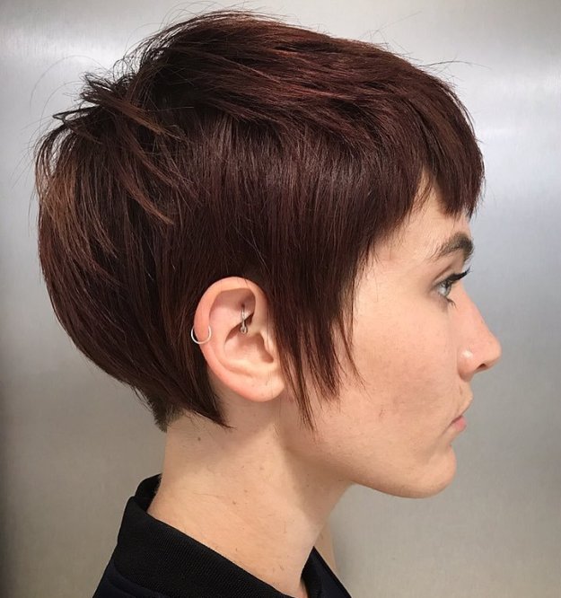 Layered Dark Auburn Pixie