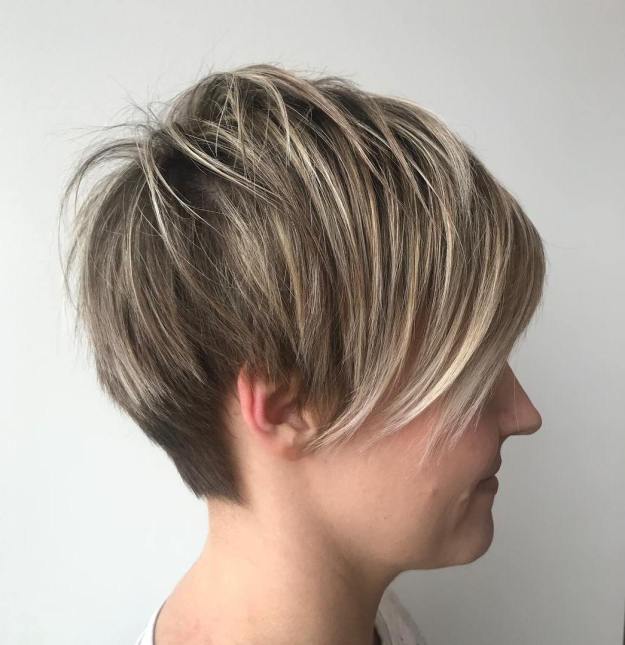 Layered Pixie Undercut With Blonde Highlights