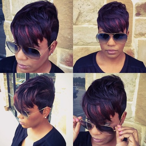 Layered Pixie with Highlights in Bangs