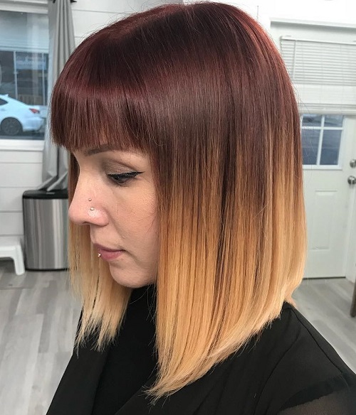 light burgundy ombre with blonde tips