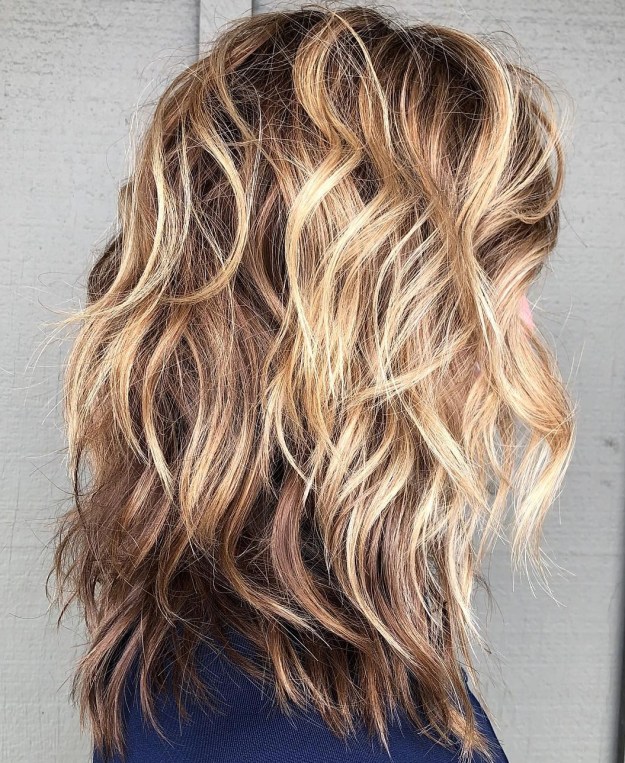 Light Chocolate Shag With Blonde Balayage