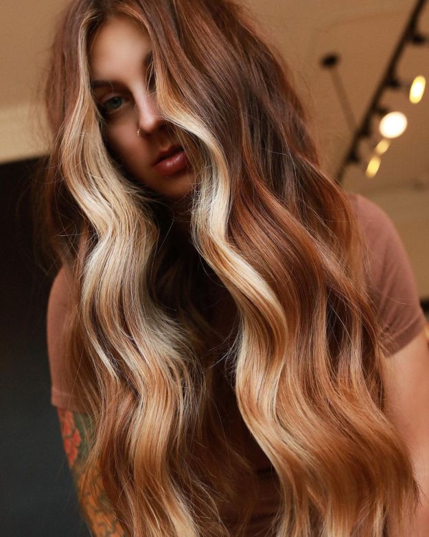 Light Copper Hair with Chunky Streaks