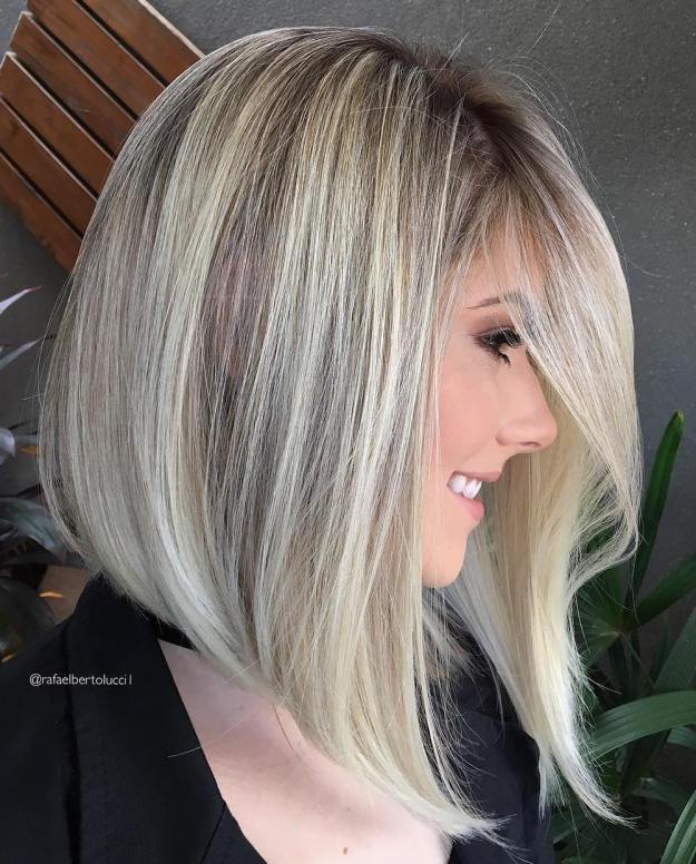 Long Angled Blonde Bob