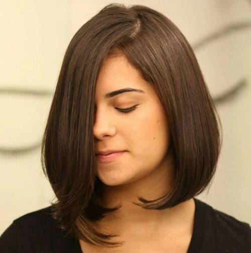 long asymmetrical bob without bangs