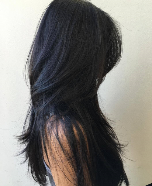 Long Black Layered Hairstyle