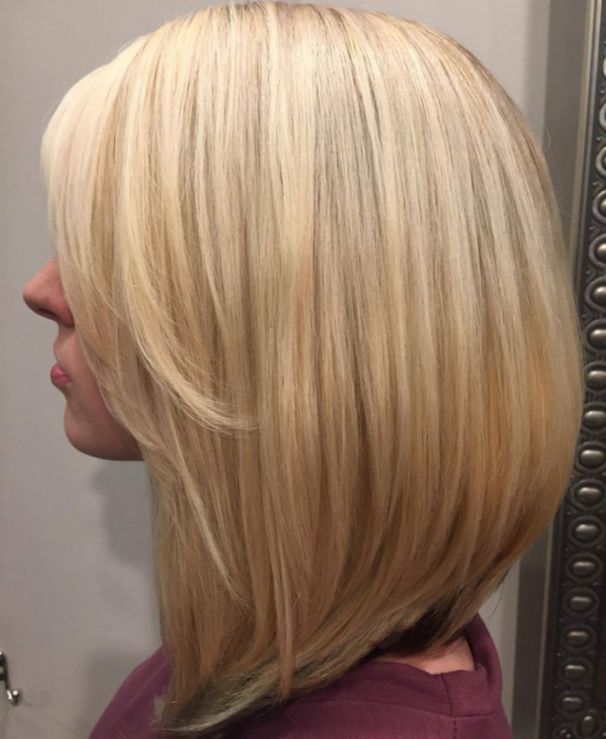 Long Blonde Bob With Side Bangs