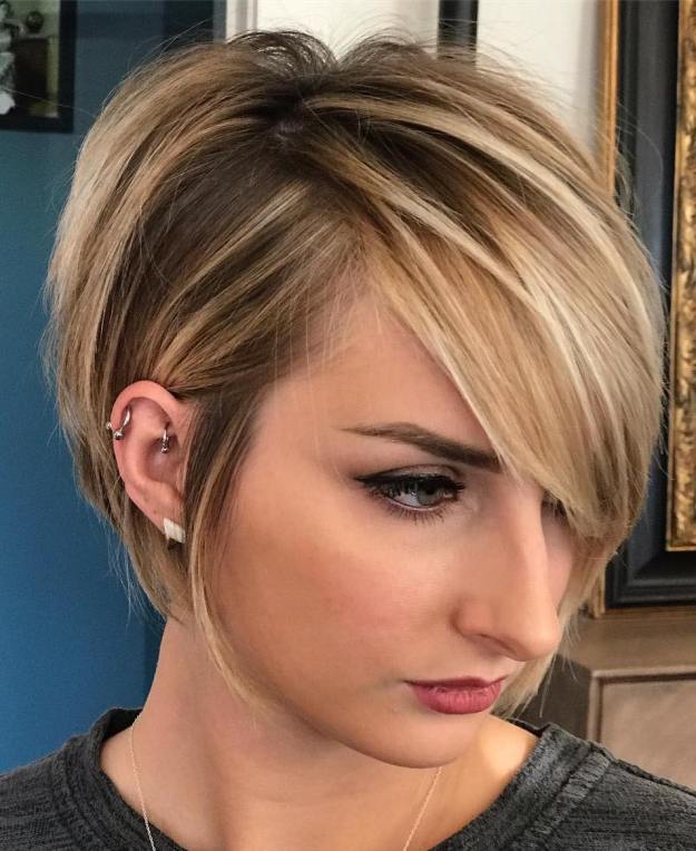 Long Bronde Pixie With Side Bangs