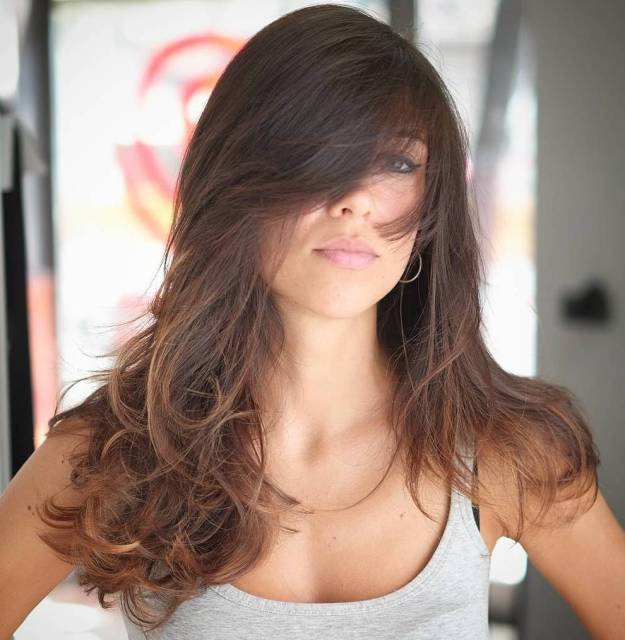 Long Brown Ombre Hairstyle With Bangs