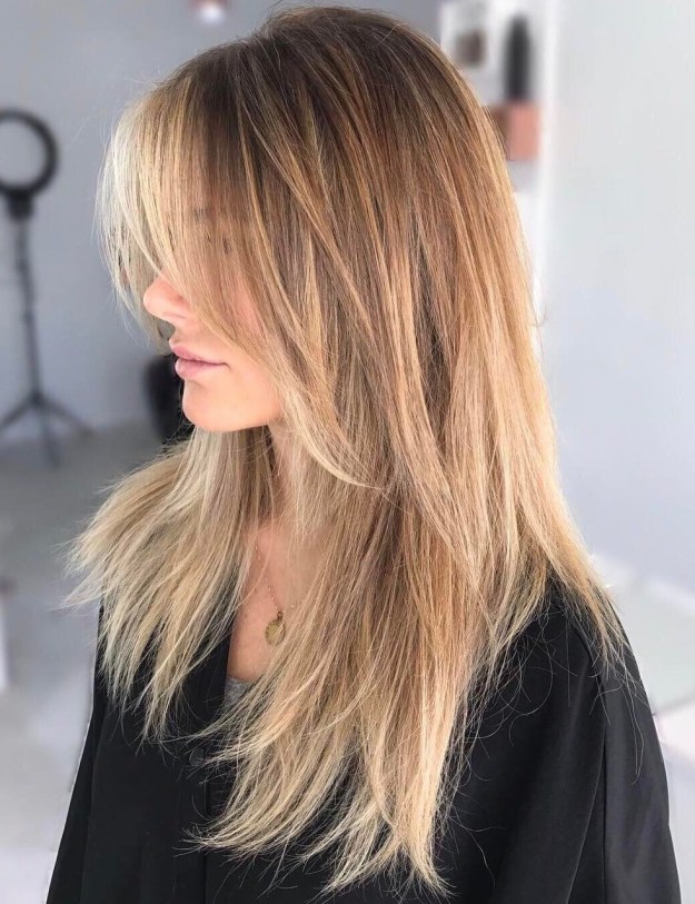 Long Caramel Balayage Shag Hairstyle