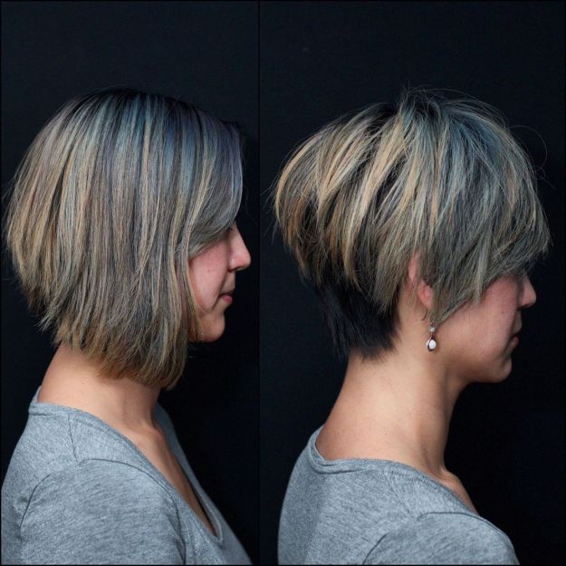 Long Choppy Pixie With Blonde Highlights