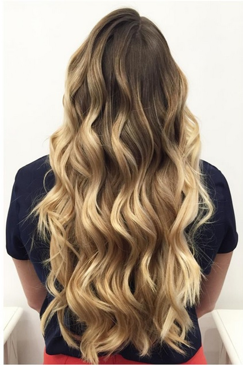 long hair with brown to blonde ombre