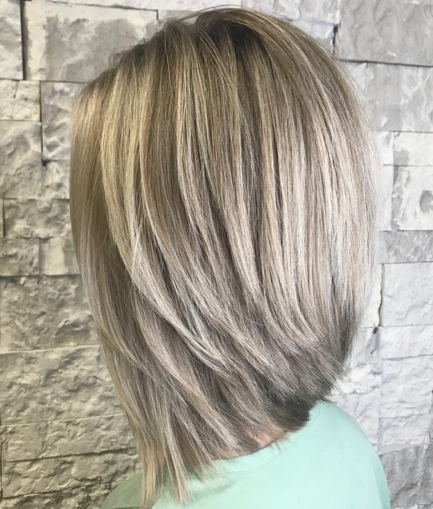 Long Layered Ash Bronde Bob