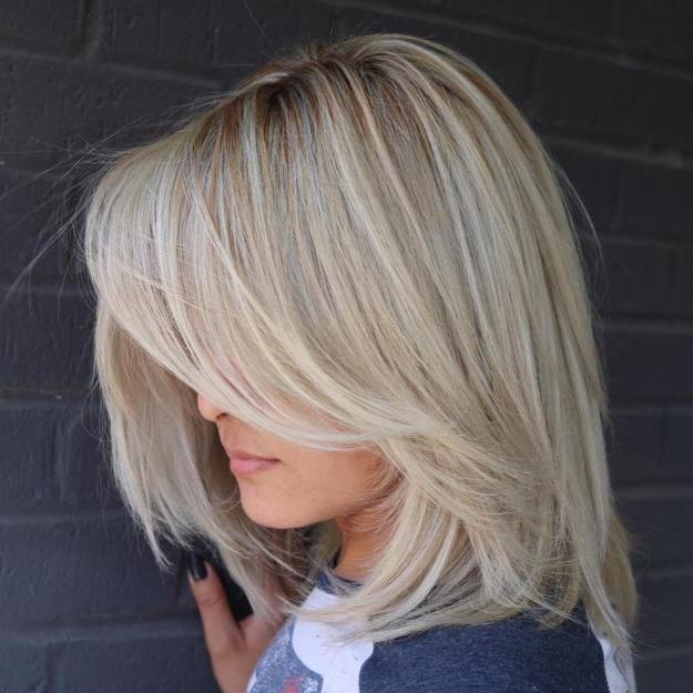 Long Layered Blonde Balayage Bob