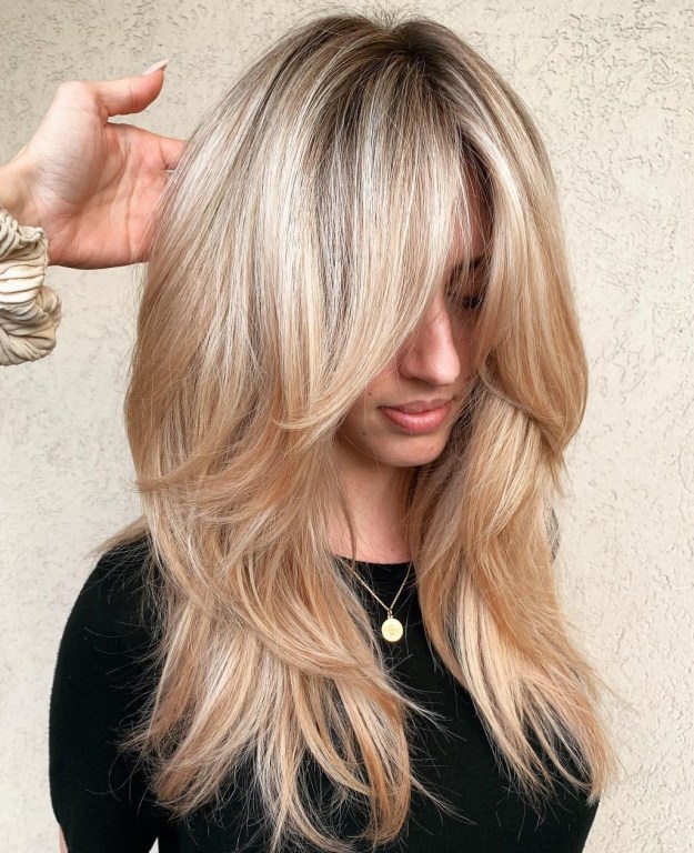 Long Layered Caramel Blonde Hair