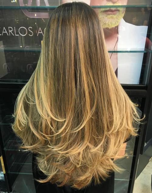 Long Layered Hair With Blonde Balayage