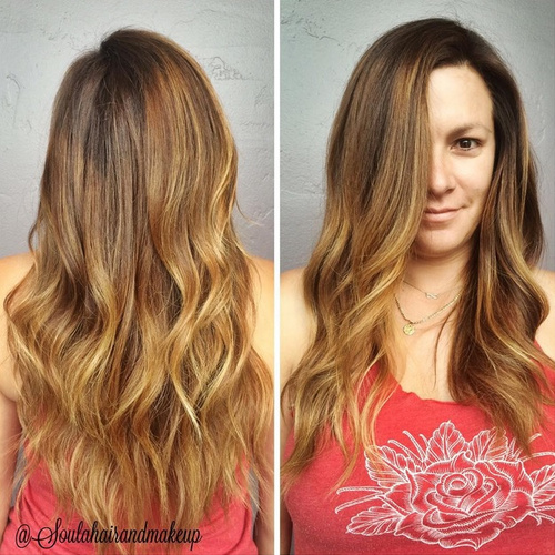 long layered haircut and ombre