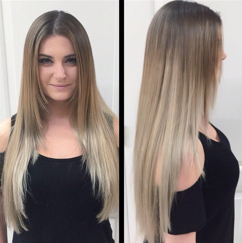 long layered haircut with subtle ombre
