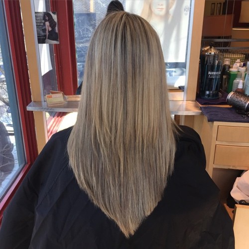 long layered V haircut