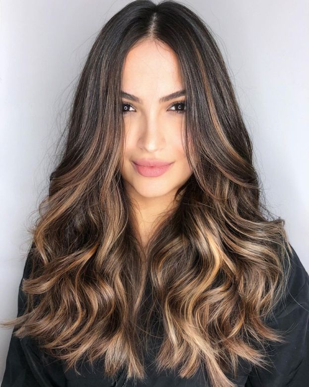 Long Locks with Pretty Caramel Highlights