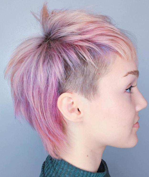 Long Pastel Pink Undercut Pixie