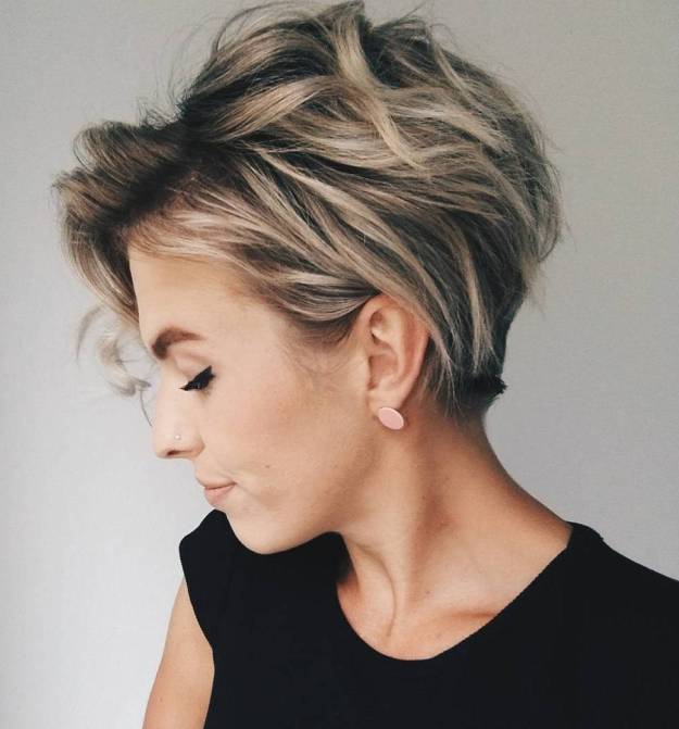 Long Pixie With Blonde Balayage For Thick Hair