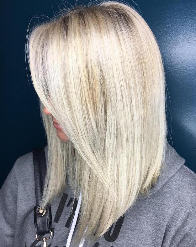 Long Platinum Blonde Bob
