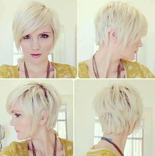 long platinum blonde pixie