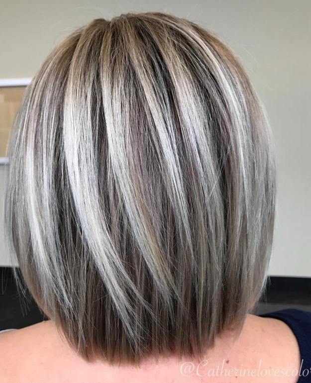 Long Straight Ash Blonde Balayage Bob