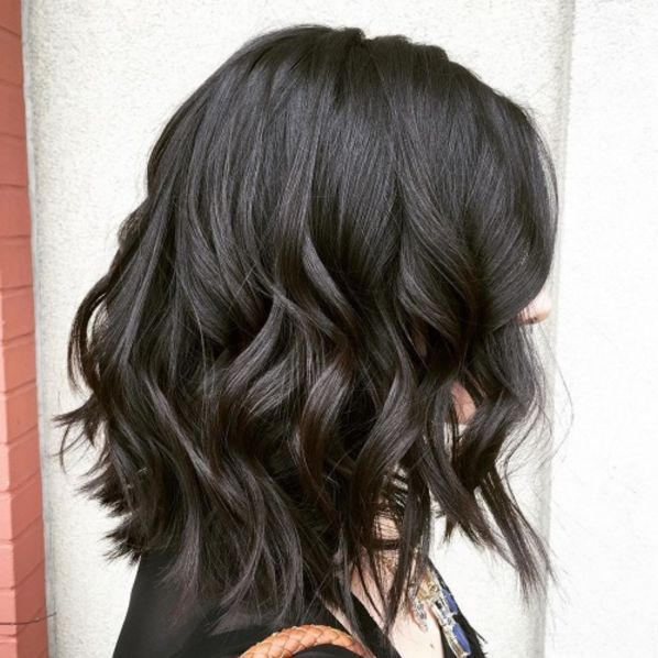 Long Wavy Brunette Bob Hairstyle