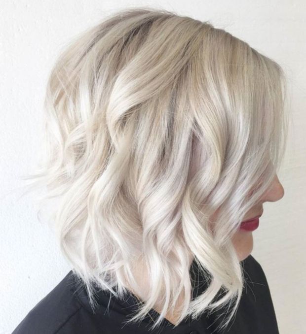 Long Wavy Platinum Blonde Bob