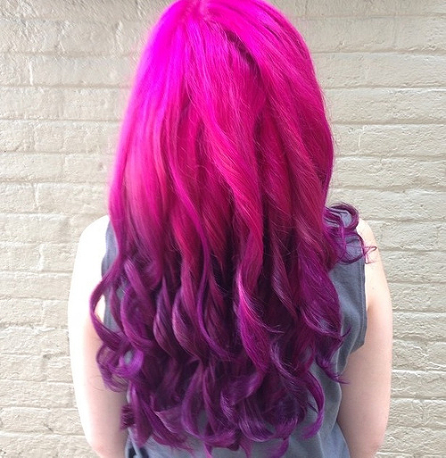 magenta pink to purple ombre hair