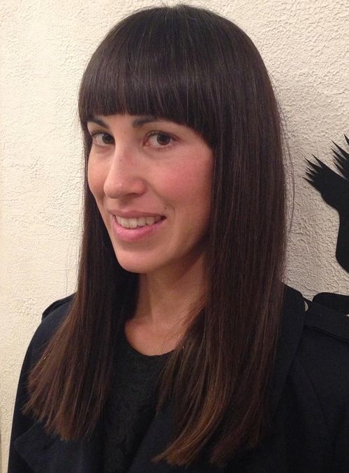 medium brunette hairstyle with bangs for straight hair