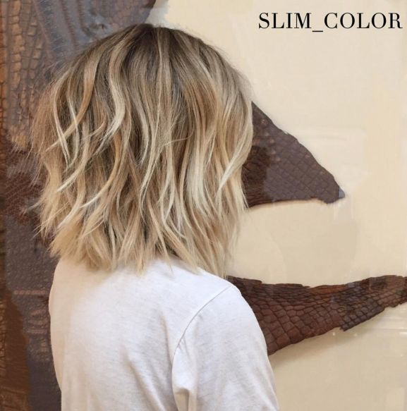 Medium Choppy Bob Haircut With Blonde Balayage