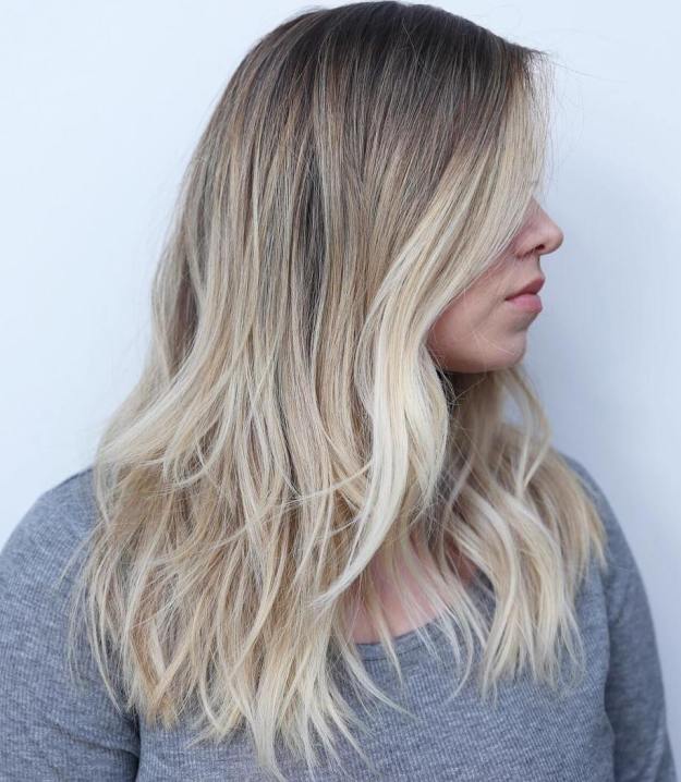 Medium Layered Blonde Balayage Hairstyle