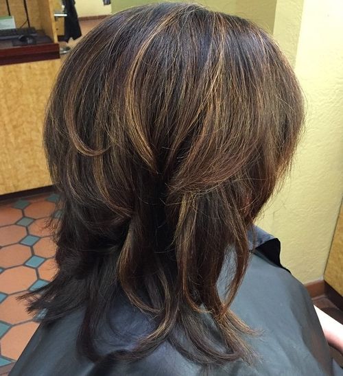 medium layered brown haircut for thick hair