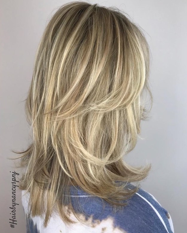 Medium Shag Haircut With Blonde Balayage