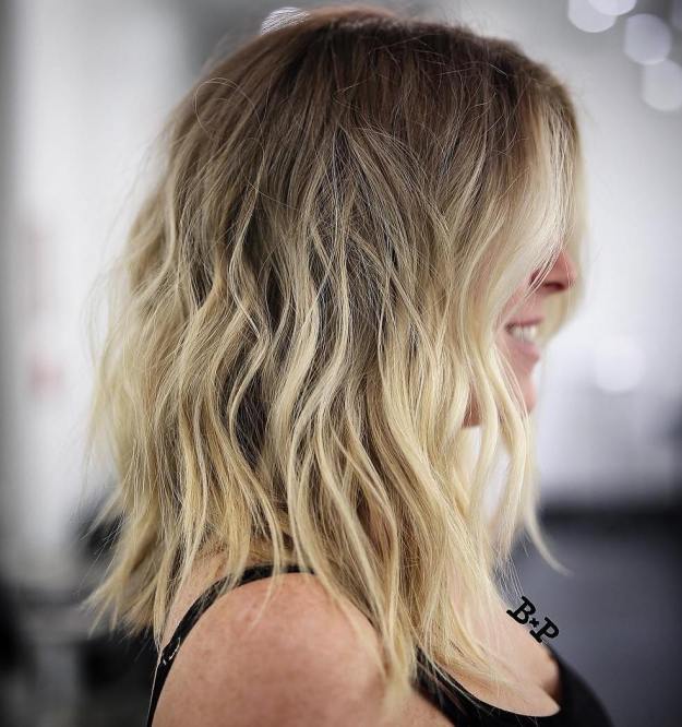 Medium Shaggy Blonde Balayage Hairstyle