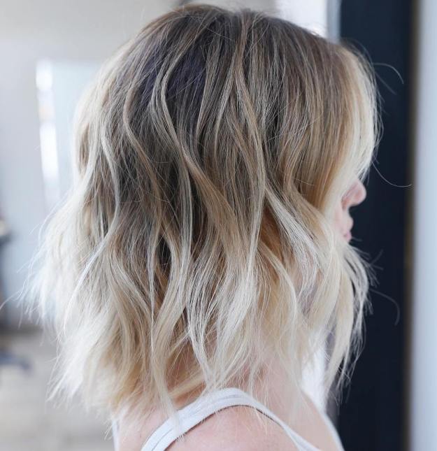 Messy Blonde Balayage Ombre Lob