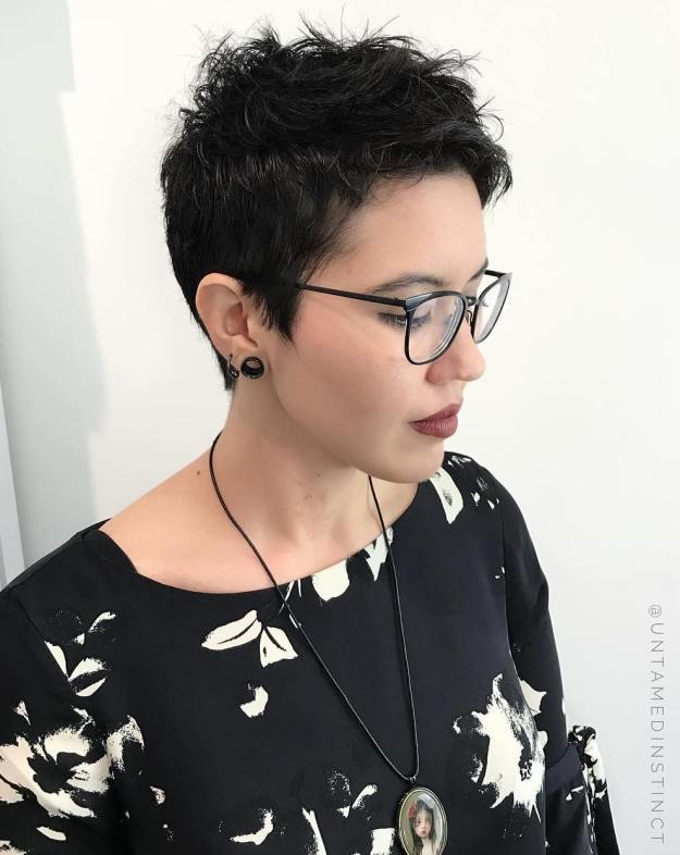 Messy Brunette Pixie Cut