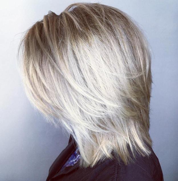 Mid-Length Blonde Layered Hairstyle