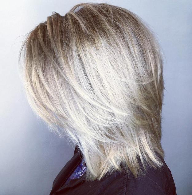 Mid-Length Blonde Layered Hairstyle