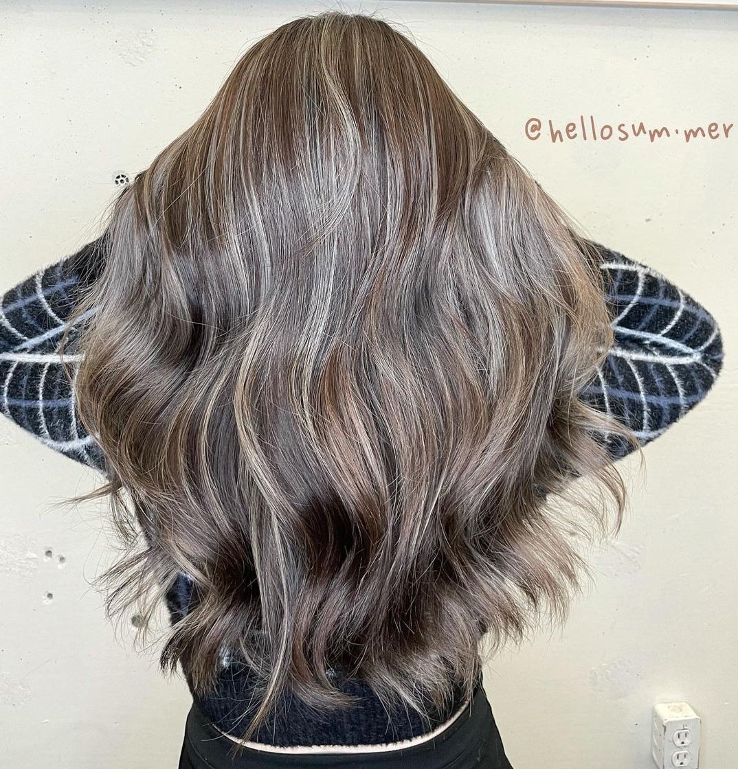 Mocha Brown Hair with Light Ash Highlights