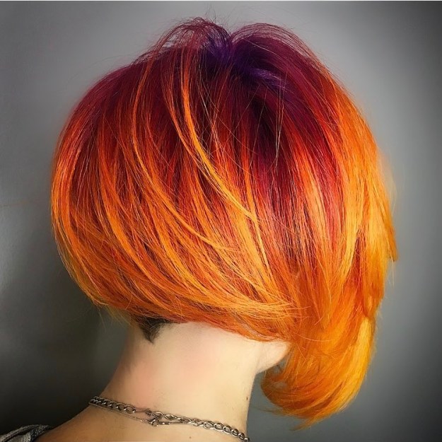 Orange And Yellow Asymmetrical Bob