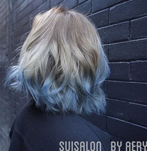 pastel blue ombre for ash blonde hair