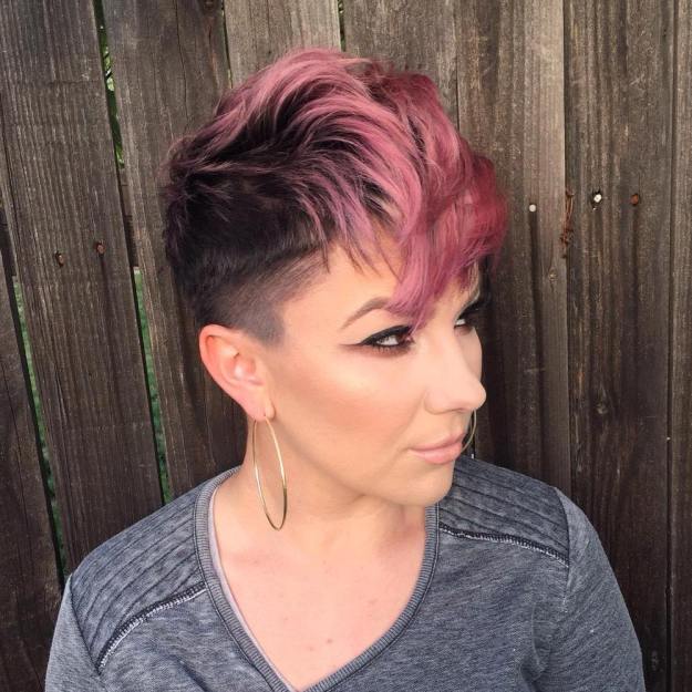 Pastel Pink And Brown Pixie Fauxhawk